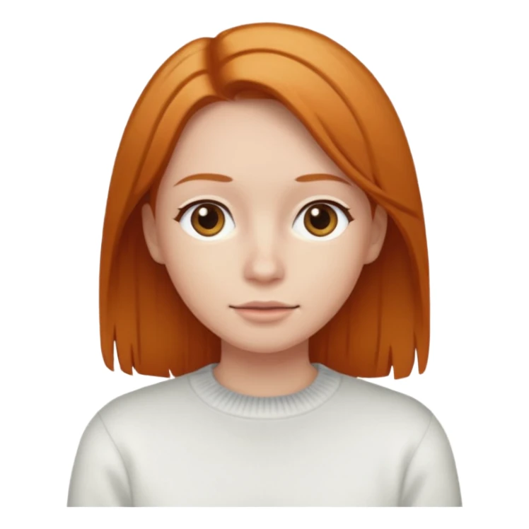 Ginger straight hair with a white jumper sticker