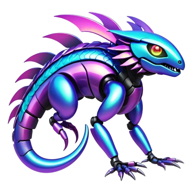  Epic legendary rare glowing mechanical Shiny sparkly transparent bioluminescent luminescent vibrant bright pastel dark exotic iridescent colorful gradients futuristic modern metallic glossy glittery fantasy-cyber-Fakémon-Vernid-creature sticker
