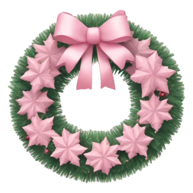 pastel pink christmas wreath with a pink bow sticker