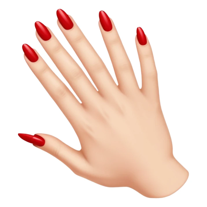A woman's hand with red nail polish sticker