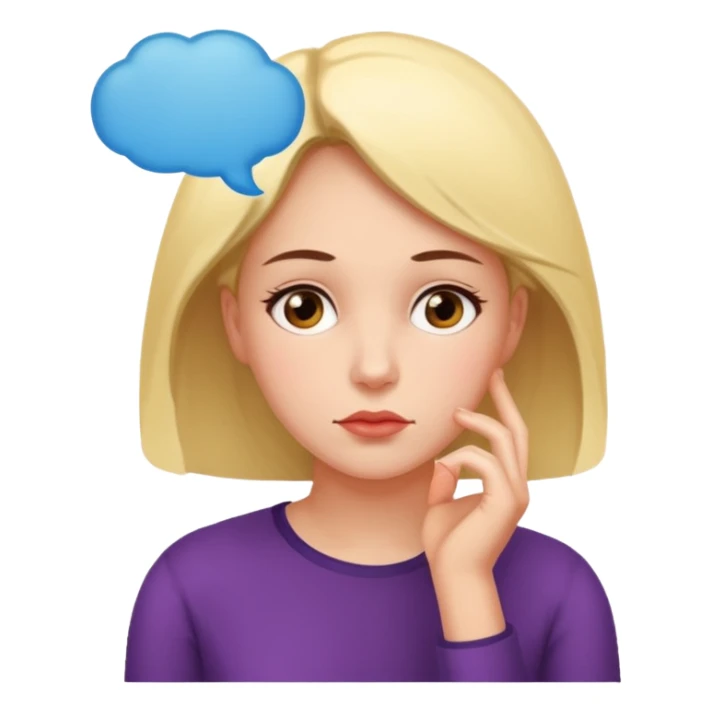 woman pondering with a thought bubble above her head sticker