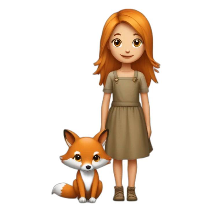 Petite fille sur le dos d un renard sticker