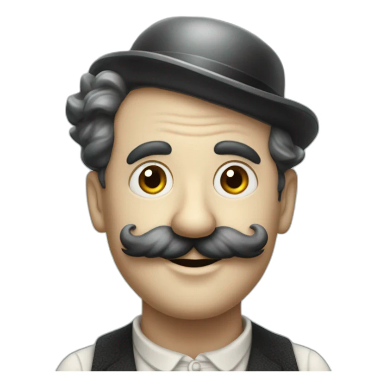 Charlie Chaplin without hat and with a moustache and short and raide hairs sticker