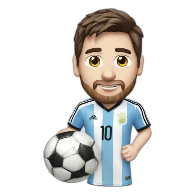 Messi holds the World Cup and wears an Argentine jersey. sticker