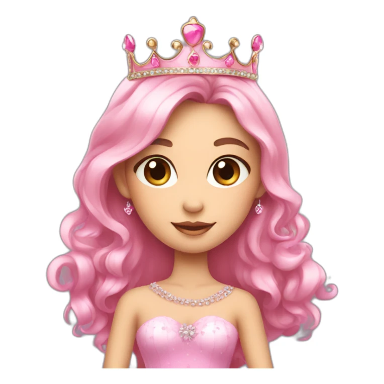 pink cute princess with crown and princess dress sticker