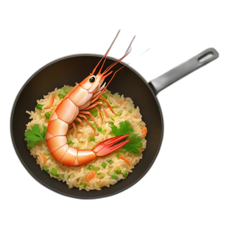 shrimp making shrimp fried rice in a wok sticker