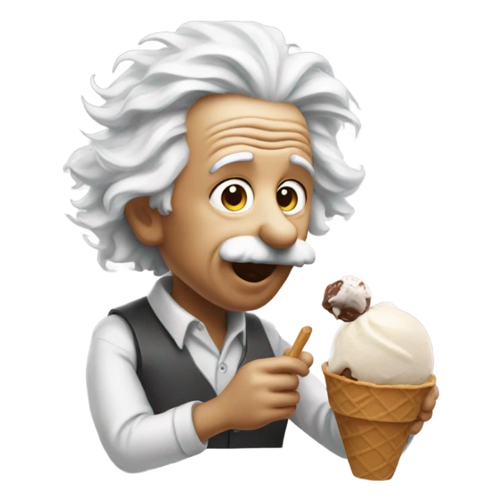 Einstein eating chocolate ice cream sticker