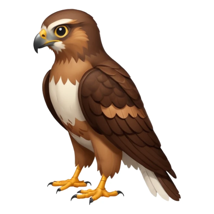 Create a single emoji of a Hawk in full body, shown at a slight side angle in a natural, characteristic pose. Cute and stylized like an emoji, but clearly recognizable.
 sticker