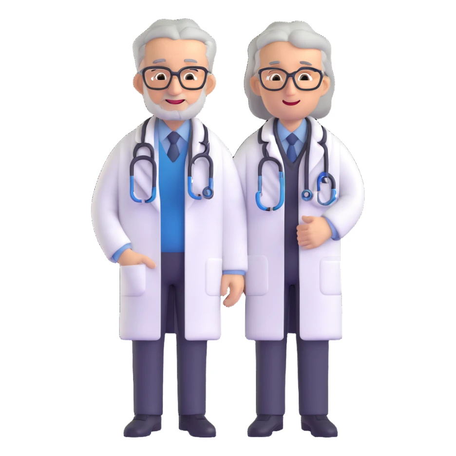 mature 60 year old doctor with stethoscope, gray hair, professional looking but not elderly sticker