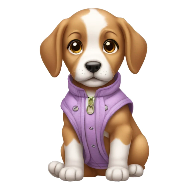 Cute baby puppy wearing clothes sticker
