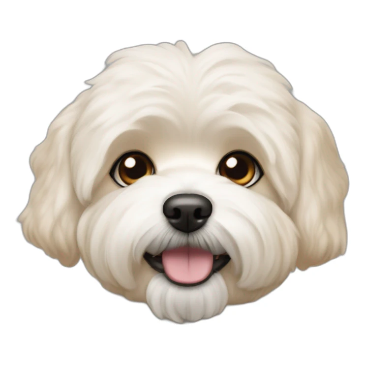 Shitzu Bichon friz dog mix that is cream colored with slightly orange ears.  sticker