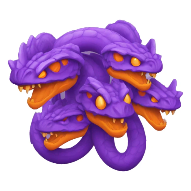 purple and orange hydra with 3 heads sticker