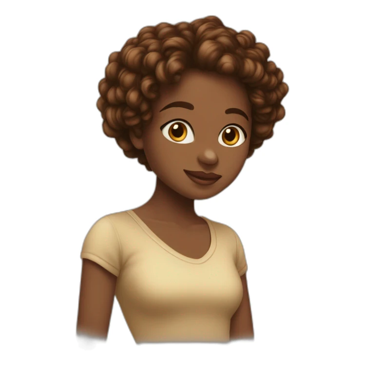 Fille métisse avec les cheveux marrons bouclés long sticker