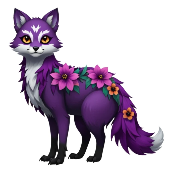 Multicolored gloomy dark edgy gothic spooky warm badass realistic floral exotic Falvie-Fionbri-fursona, full body sticker