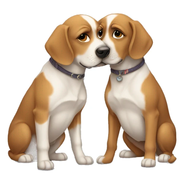 Two dogs kissing each other sticker