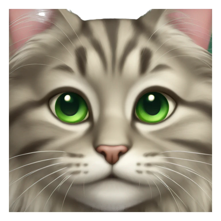 Fluffy tabby cat with green eyes sticker
