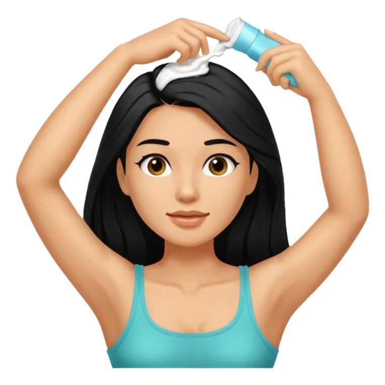 woman black long hair shaving armpit with cream on armpit sticker