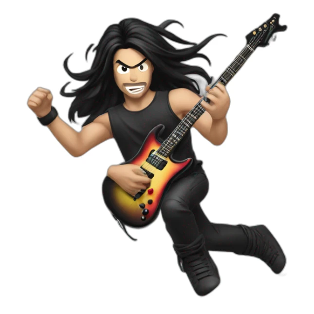slam metal jump black hair sticker
