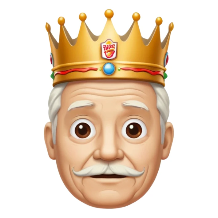 White old man with a Burger King crown on  sticker