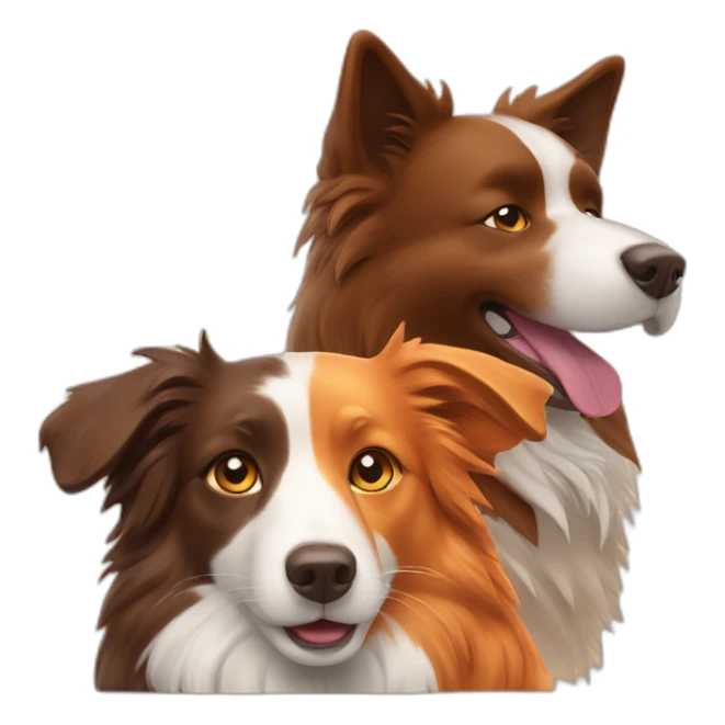 brown border collie dog and fluffy orange cat sticker