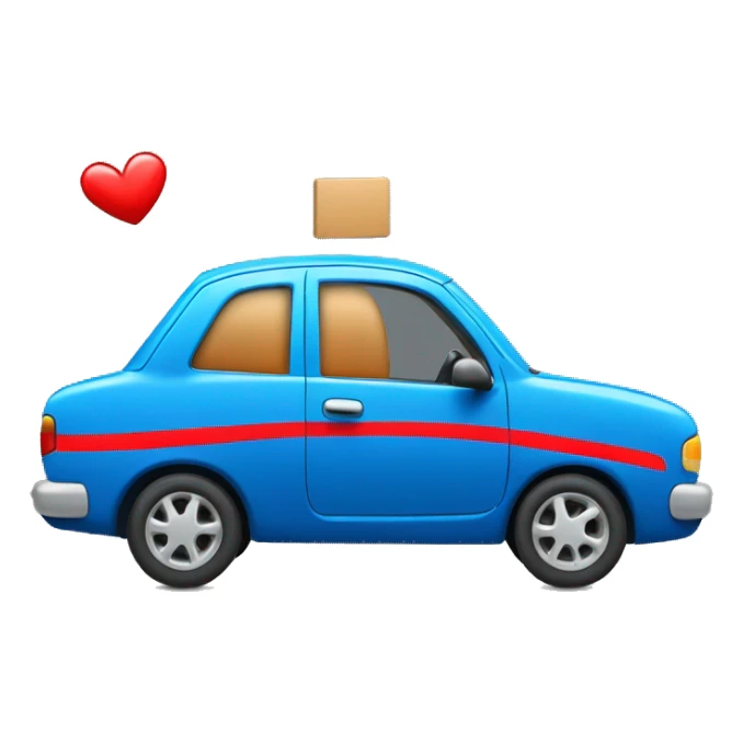 Una carro de color azul y en  la puerta un corazón de color rojo  sticker