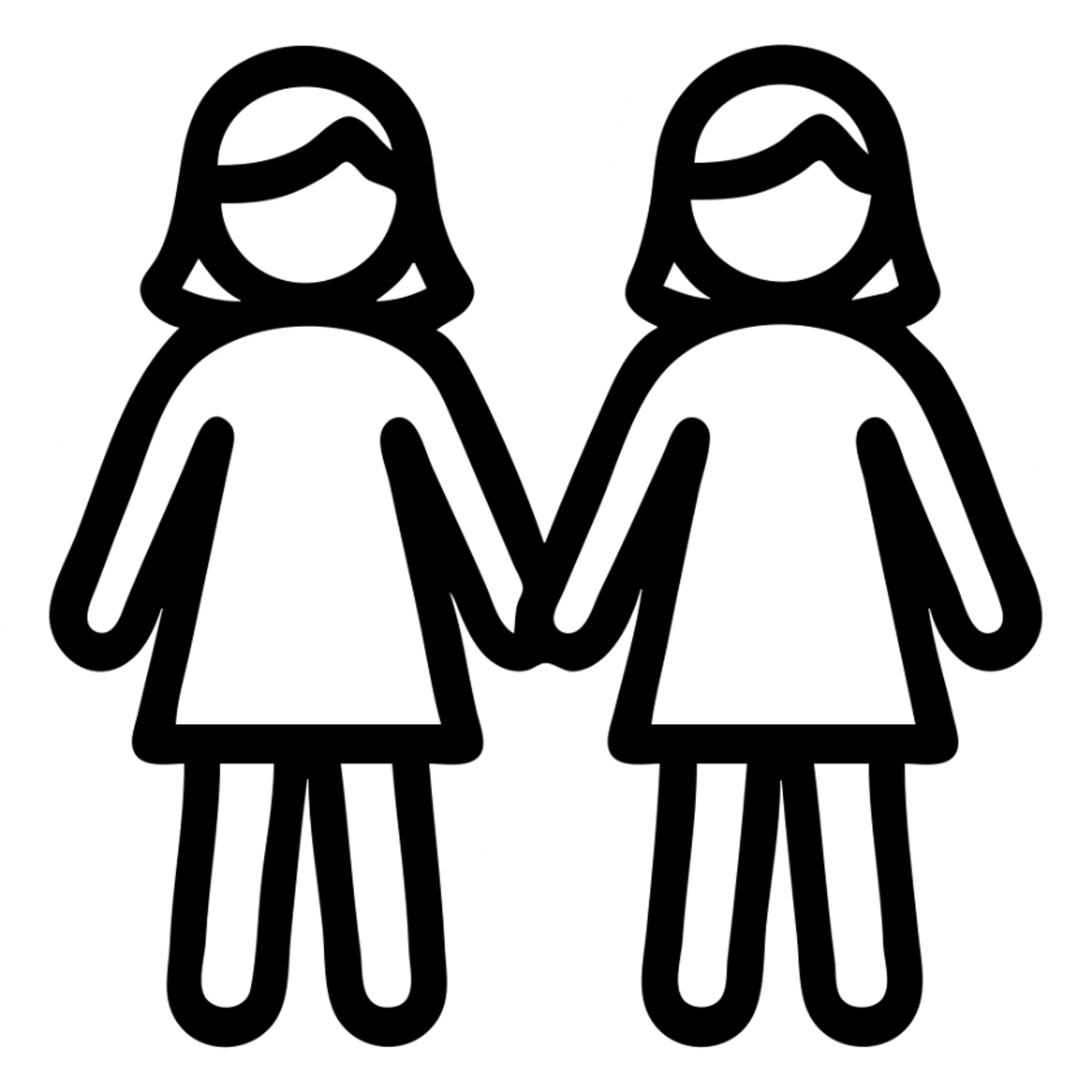 two women holding hands, close together, icon style, clean lines, subtle affection, no explicit content sticker