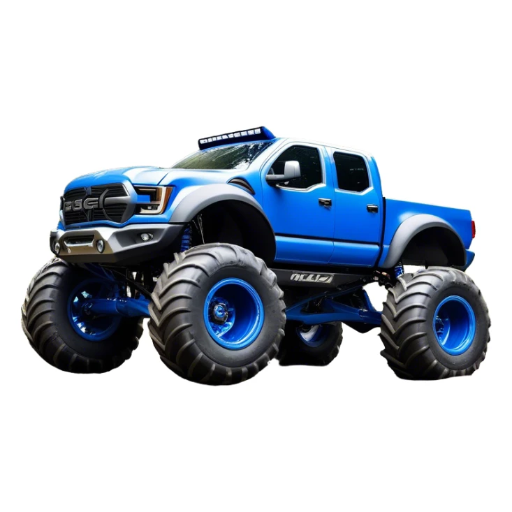 Bigfoot - Bigfoot 4x4 (Model Year: 2022) (Iconic colour: Blue) - An oversized, rugged monster truck with bold, aggressive lines painted in a striking blue. Focus on massive, rugged tires and a muscular chassis that exudes raw power and an urban legend feel. sticker