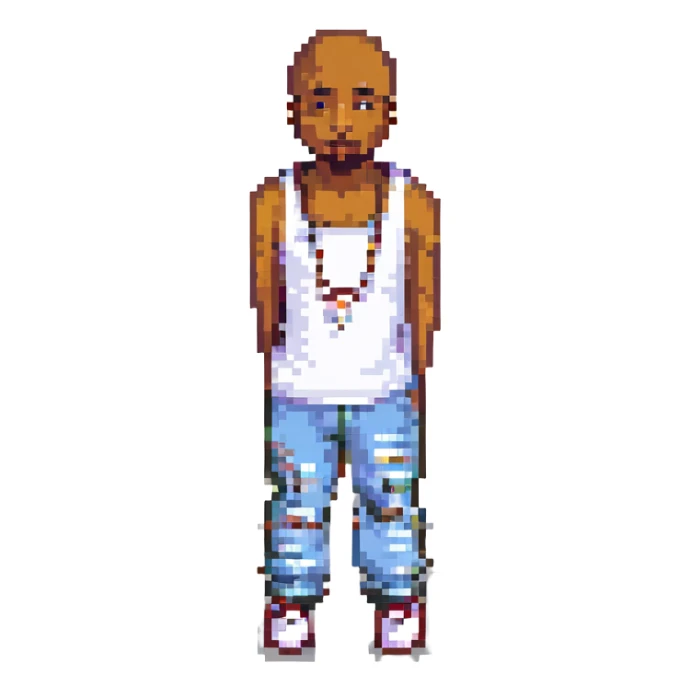 2Pac в полный рост, no background sticker