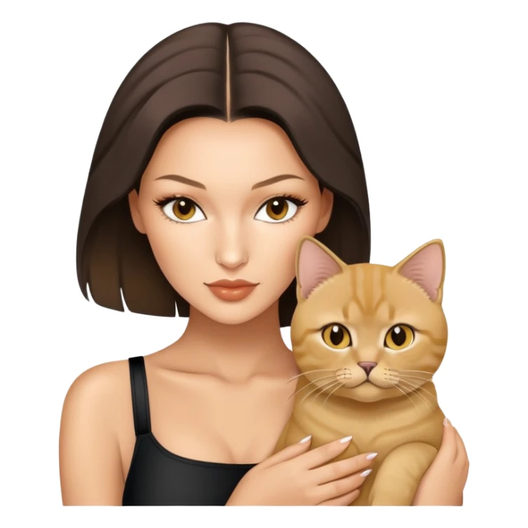 Bella Hadid with a Golden British Shorthair kitty sticker
