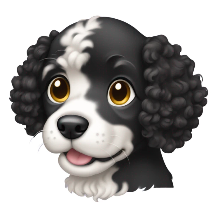 Black curly haired puppy with long floppy ears  sticker