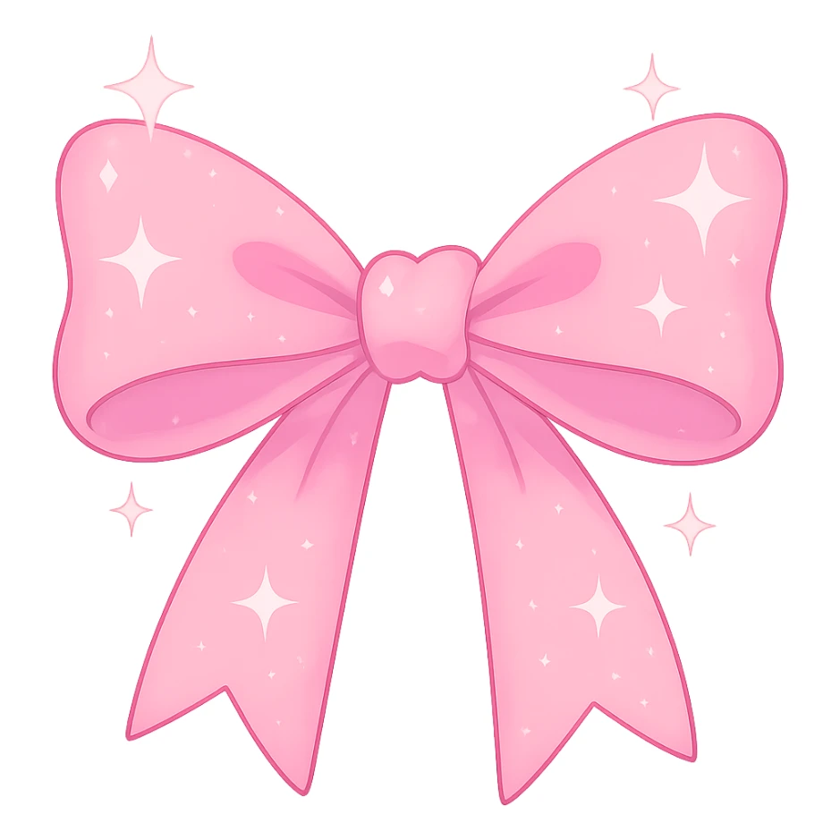 Remove any shadow from the image. Keep the kpop pink ribbon bow with sparkles. Make it cute and trendy with a transparent background. sticker