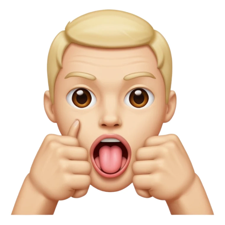 Tongue out face with two fists making a tube shape sticker