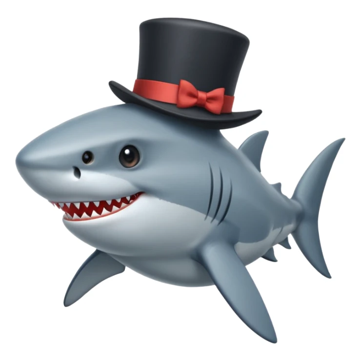 Shark with a top hat sticker