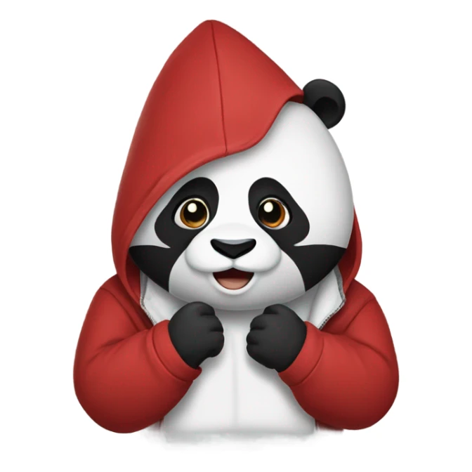 panda wearing a crimson hoodie sticker