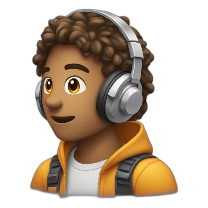 Gamer is wearing a headphones and playing games sticker