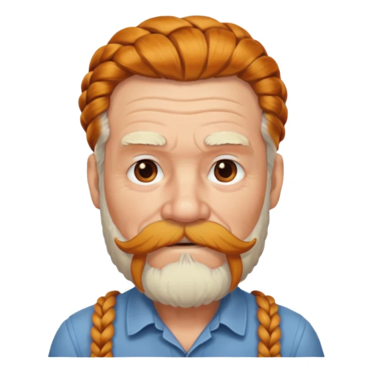 very old, white bearded and white mustached, ginger thick haired, braided, earringed sticker