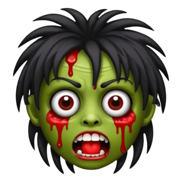emoji de garota zumbi de cabelo preto e MINI franja sticker
