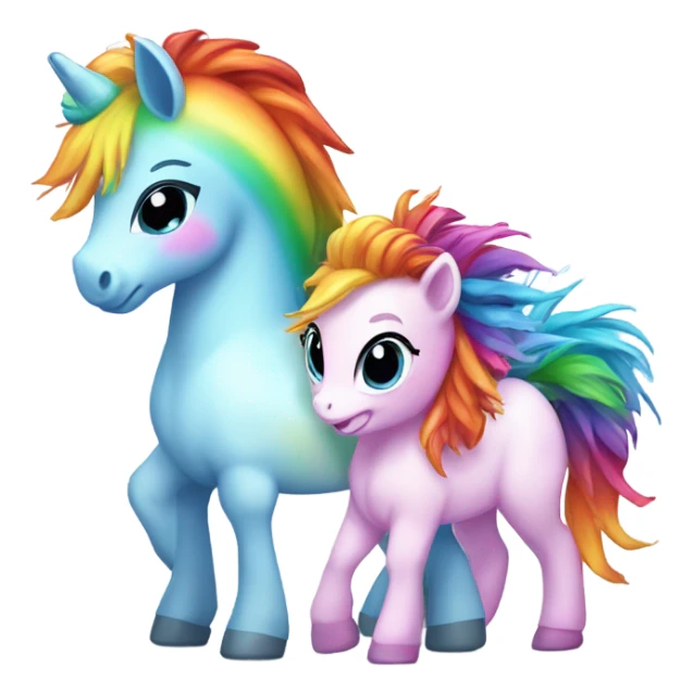 Rainbow Pony with rainbow baby unicorn  sticker