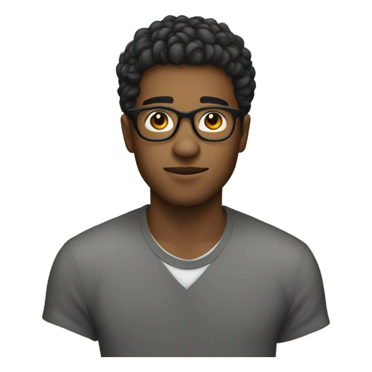 a man 20 years old with glasses and small hair sticker