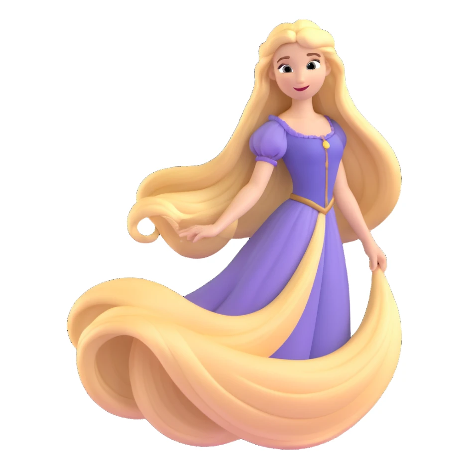 Disney Princess Rapunzel with extremely long flowing blonde hair sticker