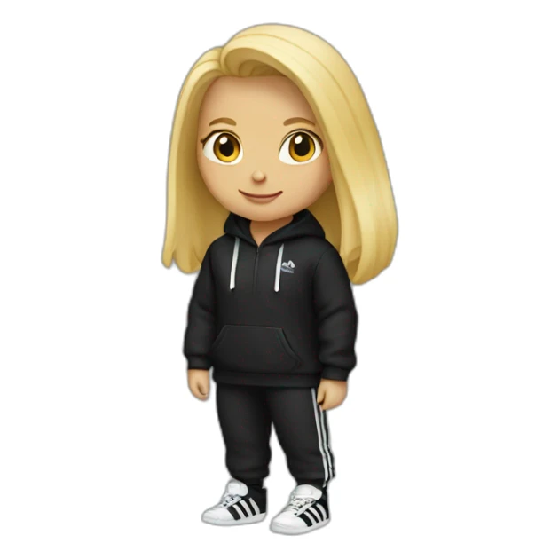 Blonde Girl with black adidas hoodie sticker