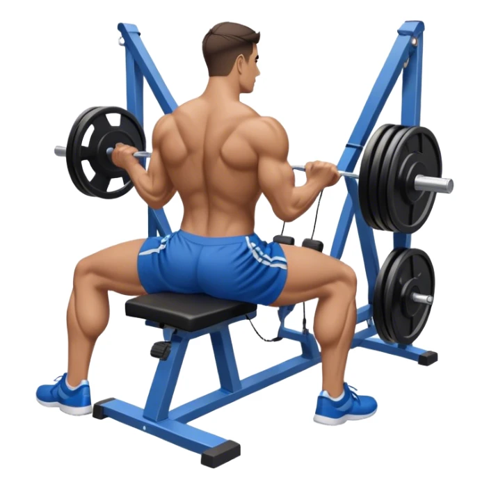 back view of man with blue shorts using seated cable-rows machine sticker