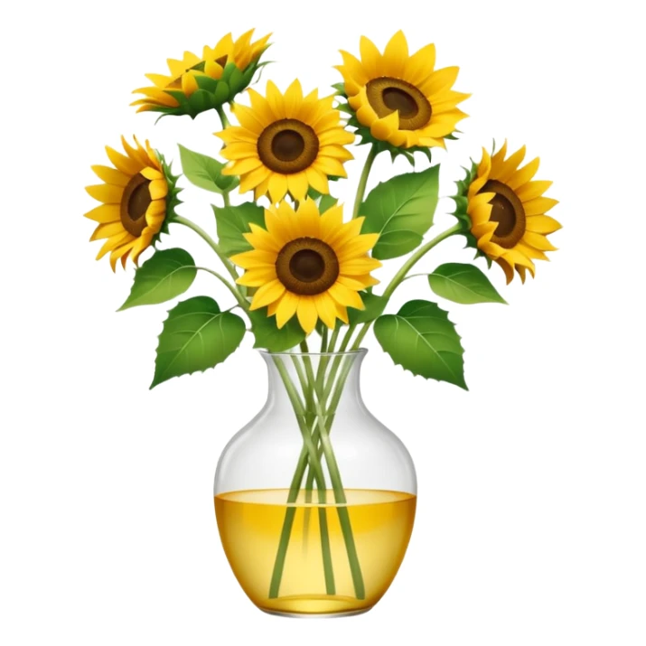 sunflower bouquet in a clear vase with scandinavian copenhagen vibe sticker