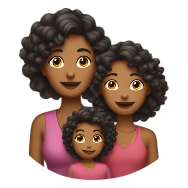 indian family with mom and one daughter curly hair sticker
