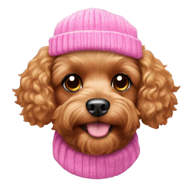 Toy cavoodle Dog wearing a pink beanie sticker