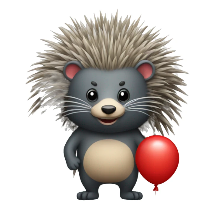 Porcupine holding a red balloon sticker