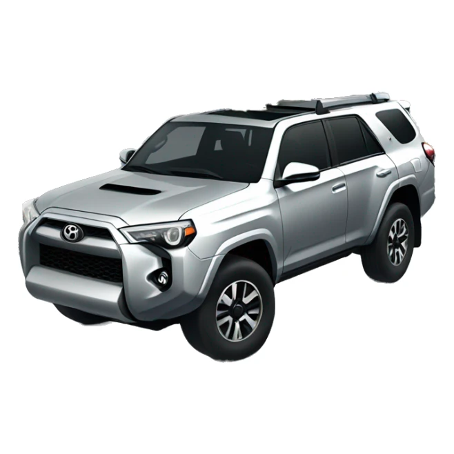 A silver Toyota 4Runner with a christmas tree on the roof.  sticker