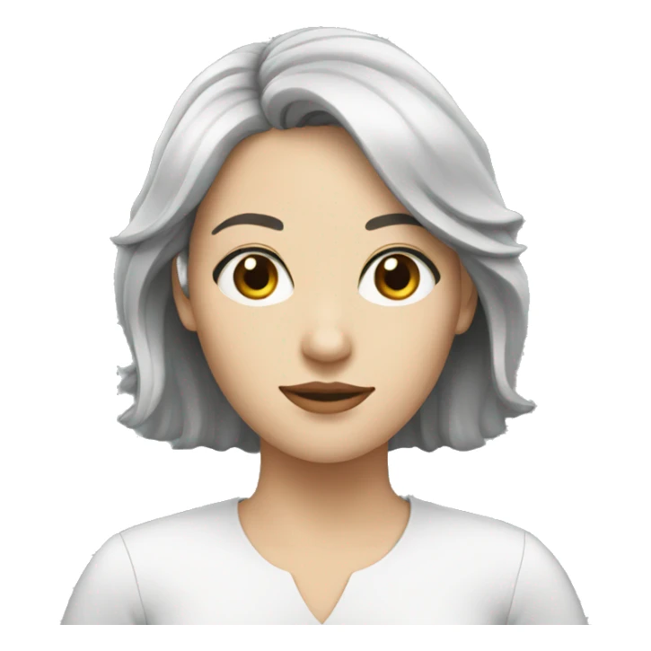 white woman with black hair and with documents sticker