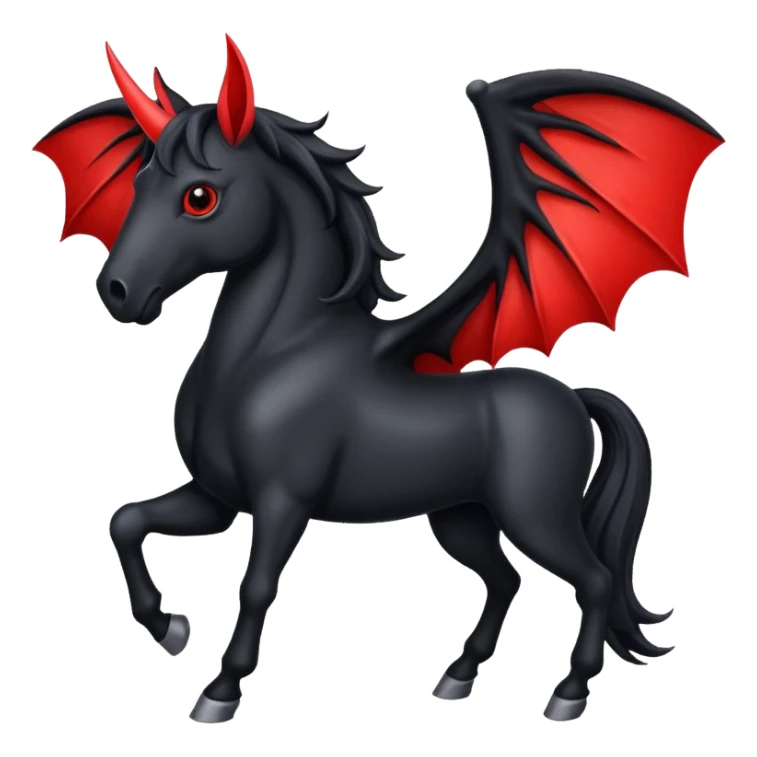 black horse with horns and red bat wings sticker