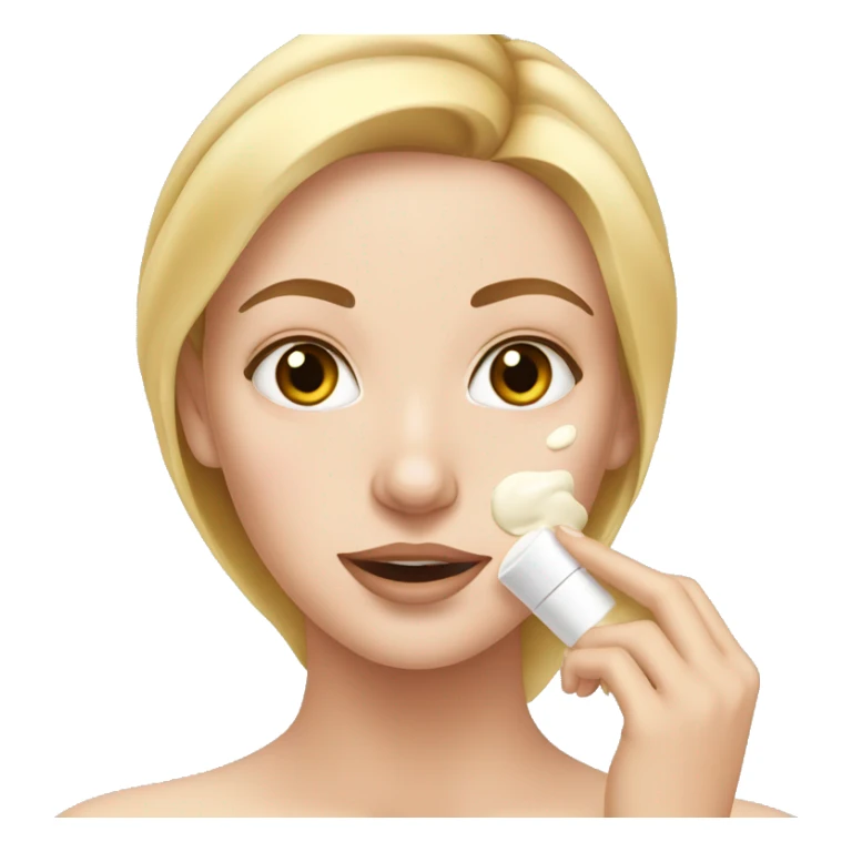white girl applying cream on face sticker